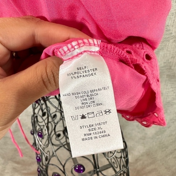 Milk & Honey pink puff sleeve cropped top size XL - Picture 8 of 9